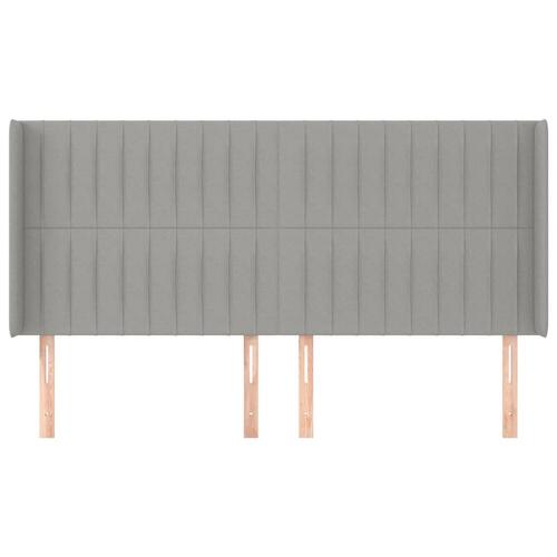 Sengegavl med kanter 183x16x118/128 cm stof lysegrå