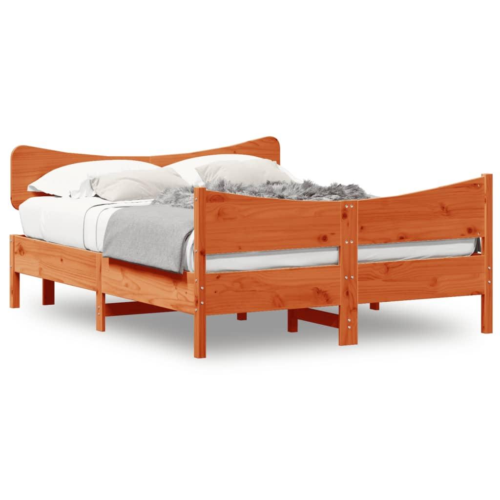 Sengeramme uden madras 140x190 cm massivt fyrretræ gyldenbrun