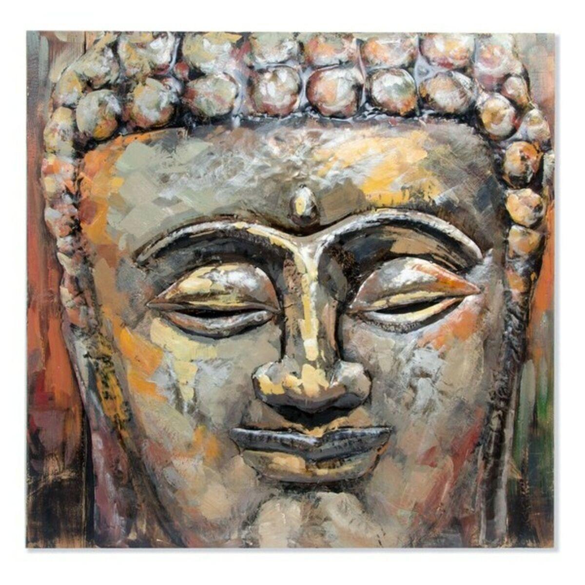 Maleri - Buddha i træ og metal, 80 × 80 cm