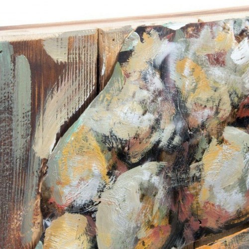 Maleri - Buddha i træ og metal, 80 × 80 cm