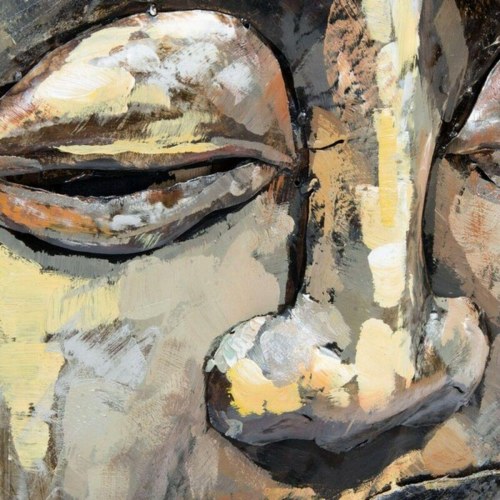 Maleri - Buddha i træ og metal, 80 × 80 cm