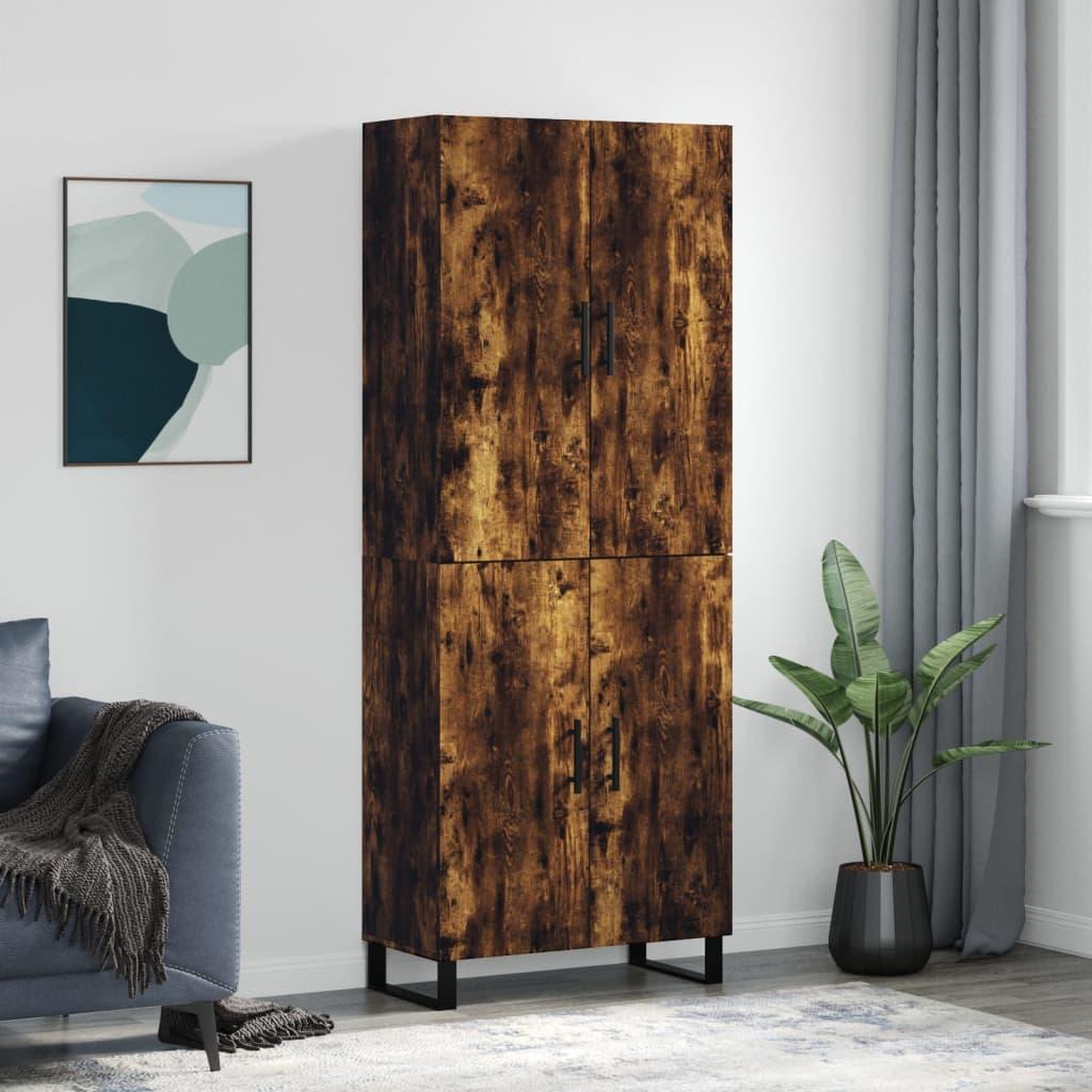 Højskab 69,5x34x180 cm konstrueret træ røget egetræsfarve