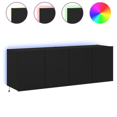 Væghængte tv-borde 2 stk. med LED-lys 60x35x41 cm sort