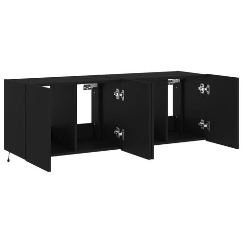 Væghængte tv-borde 2 stk. med LED-lys 60x35x41 cm sort