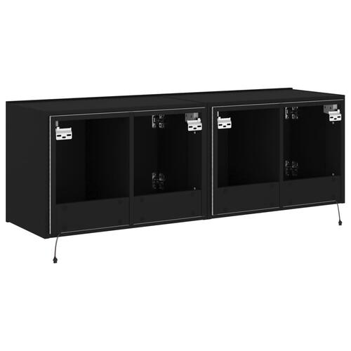 Væghængte tv-borde 2 stk. med LED-lys 60x35x41 cm sort