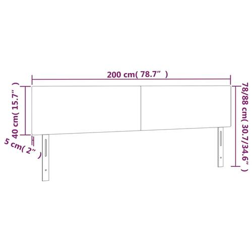 Sengegavl med LED-lys 200x5x78/88 cm stof sort