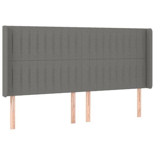Sengegavl med kanter 183x16x118/128 cm stof mørkegrå