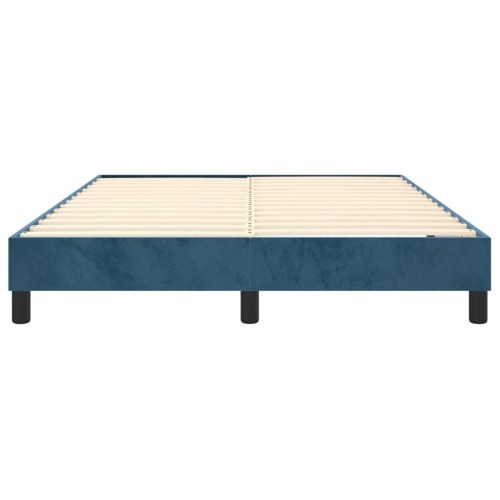 Boxspring sengeramme i fløjl - mørkeblå 140×200 cm