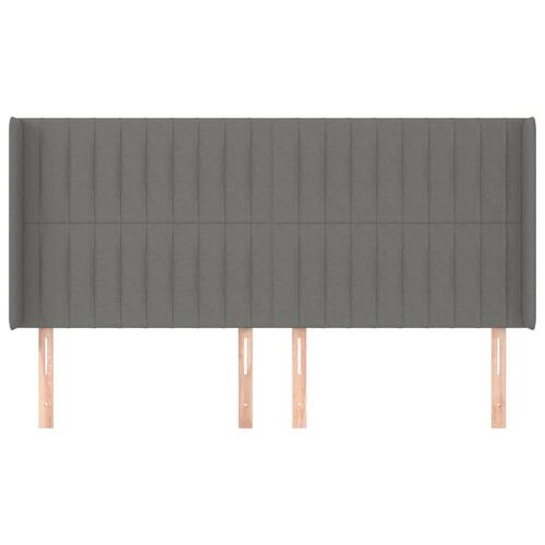Sengegavl med kanter 183x16x118/128 cm stof mørkegrå