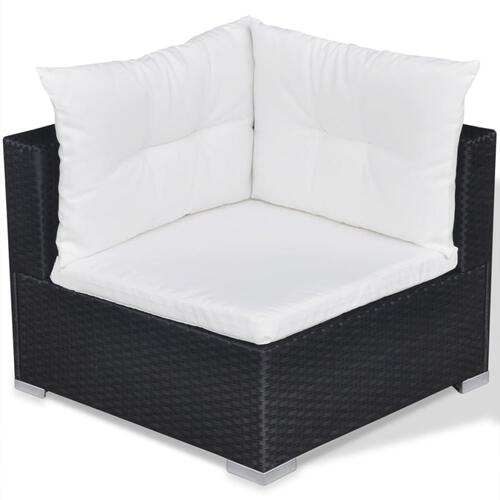 Haveloungesæt 10 dele med hynder polyrattan sort