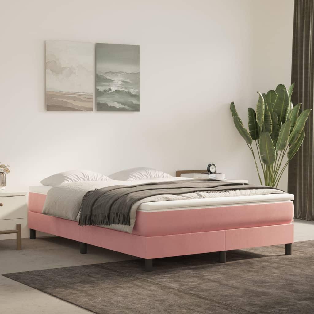 Sengeramme 140x200 cm fløjl pink billede