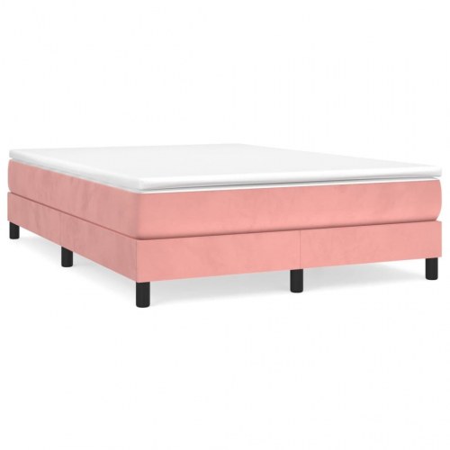 Boxspring sengeramme 140×200 cm i fløjl - lyserød