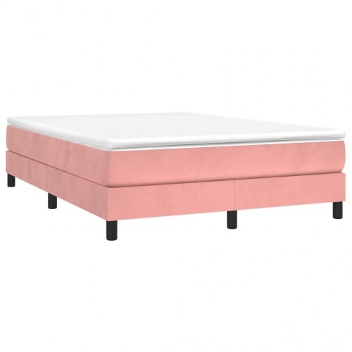 Boxspring sengeramme 140×200 cm i fløjl - lyserød