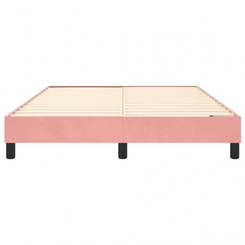 Boxspring sengeramme 140×200 cm i fløjl - lyserød