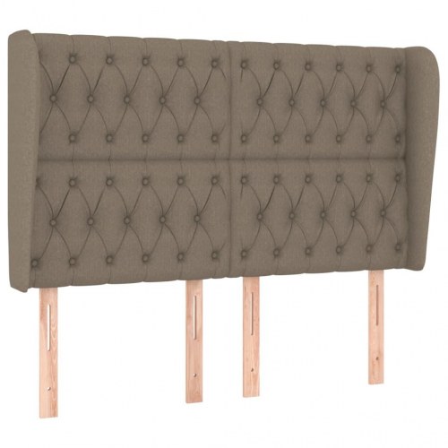 Sengegavl med kanter 147 x 23 x 118/128 cm stof gråbrun