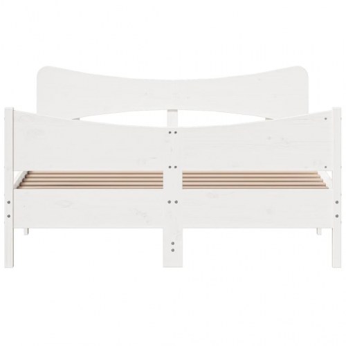 Sengeramme uden madras i massivt fyrretræ 135 x 190 cm - hvid