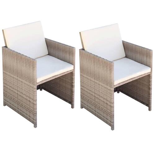 Havestole 2 stk. med hynder og puder polyrattan beige