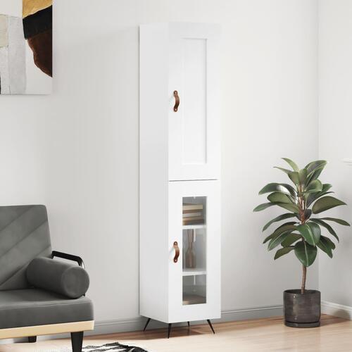 Skab 34,5x34x180 cm konstrueret træ hvid højglans