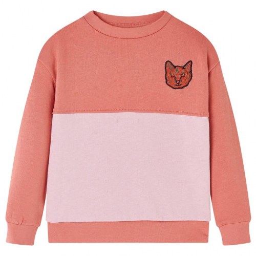 Sweatshirt til børn str. 128 - farveblok i pink/lyserød