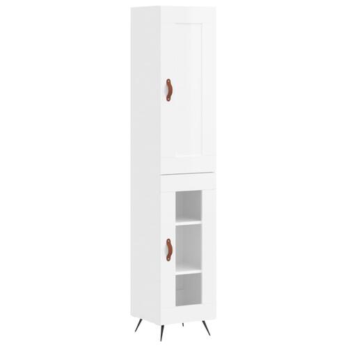 Skab 34,5x34x180 cm konstrueret træ hvid højglans