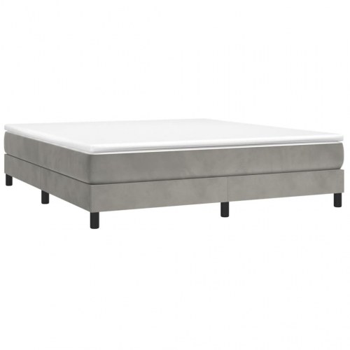 Boxspring sengeramme i fløjl - lysegrå 160 x 200 cm