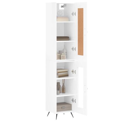 Skab 34,5x34x180 cm konstrueret træ hvid højglans