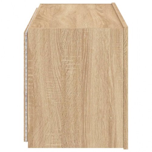 Væghængt tv-bord med LED-lys 80x35x41 cm sonoma-eg