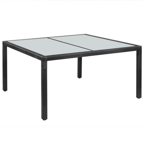 Havebord polyrattan 150 x 90 x 75 cm sort