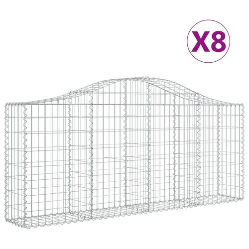 Buede gabionkurve 8 stk. 200x30x80/100 cm galvaniseret jern