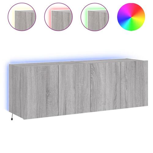 Væghængte tv-borde 2 stk. med LED-lys 60x35x41 cm grå sonoma-eg