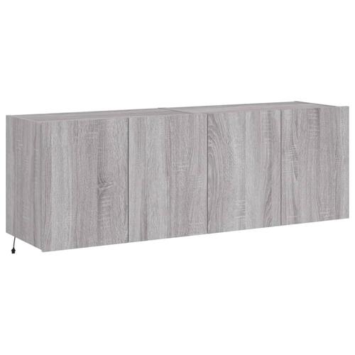 Væghængte tv-borde 2 stk. med LED-lys 60x35x41 cm grå sonoma-eg