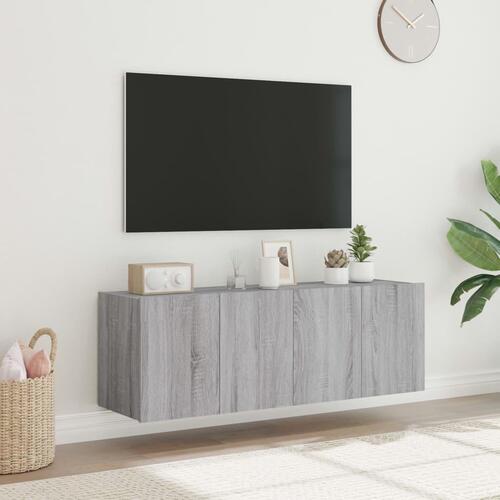 Væghængte tv-borde 2 stk. med LED-lys 60x35x41 cm grå sonoma-eg