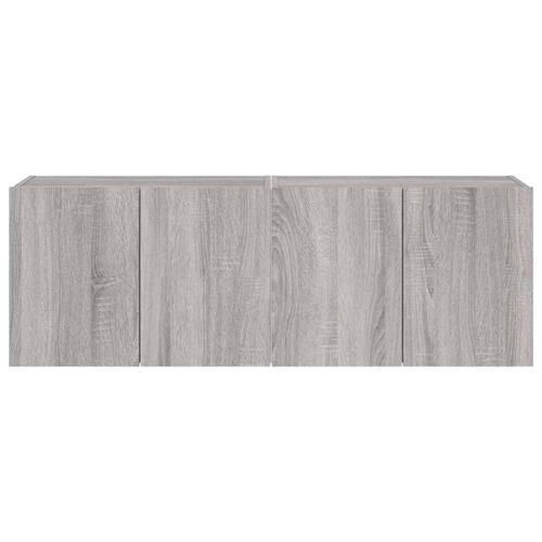 Væghængte tv-borde 2 stk. med LED-lys 60x35x41 cm grå sonoma-eg