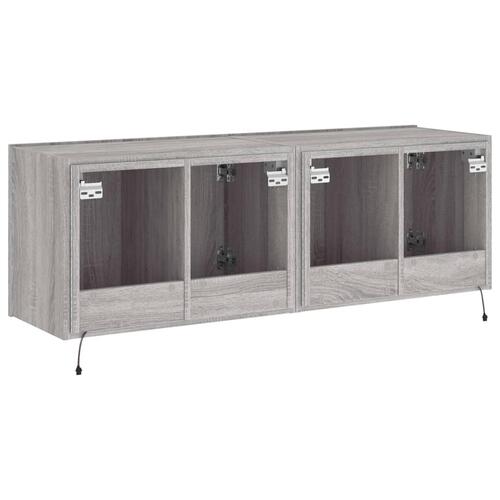 Væghængte tv-borde 2 stk. med LED-lys 60x35x41 cm grå sonoma-eg
