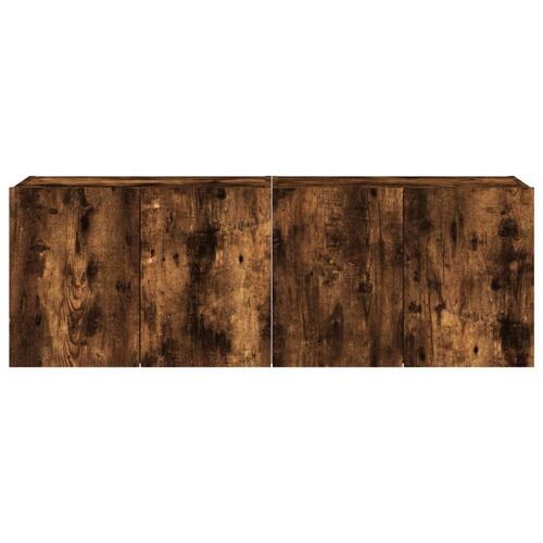 Væghængte tv-borde 2 stk. med LED-lys 60x35x41 cm røget eg