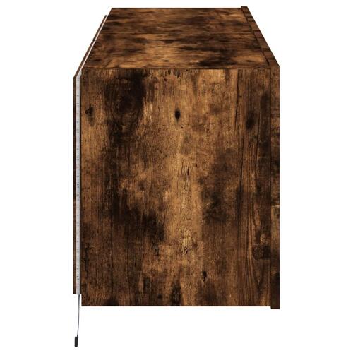 Væghængte tv-borde 2 stk. med LED-lys 60x35x41 cm røget eg