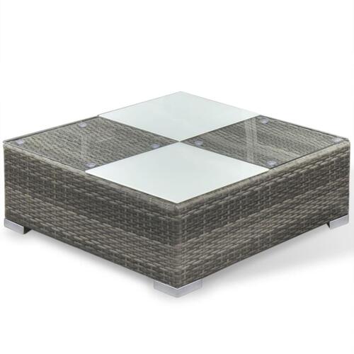 Haveloungesæt 6 dele med hynder polyrattan grå
