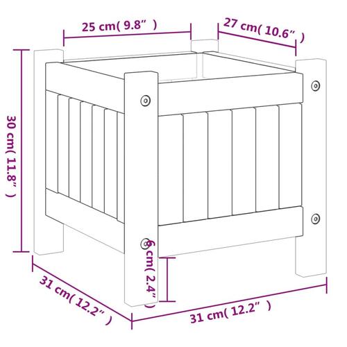 Plantekasse med for 31x31x30 cm massivt akacietræ
