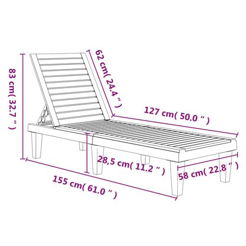 Liggestole 2 stk. 155x58x83 cm polypropylen sort