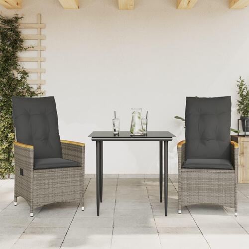 Havelænestole 2 stk. med hynder polyrattan grå
