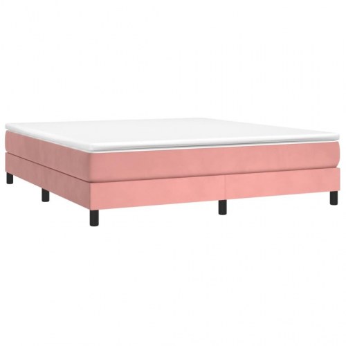Boxspring sengeramme 160x200 cm i fløjl - lyserød