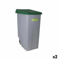 Skraldespand med hjul Denox 110 L Grøn 58 x 41 x 89 cm (2 enheder)