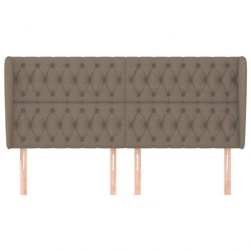 Sengegavl med kanter 183 x 23 x 118/128 cm stof gråbrun