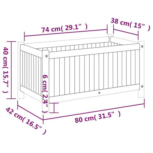 Plantekasse med for 80x42x40 cm massivt akacietræ