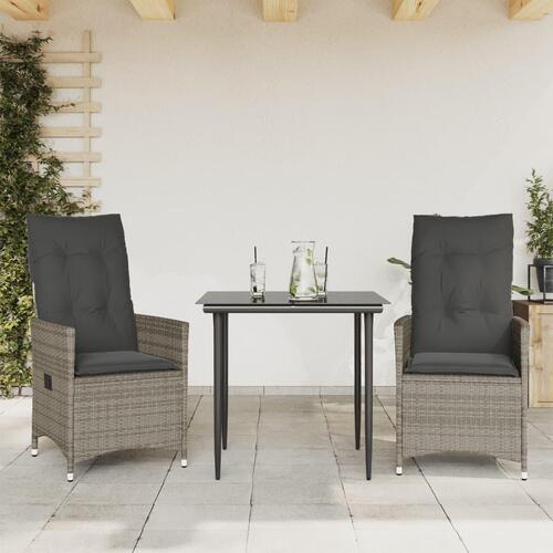 Havelænestole 2 stk. med hynder polyrattan grå
