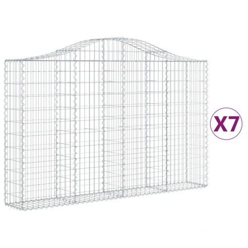 Buede gabionkurve 7 stk. 200x30x120/140 cm galvaniseret jern