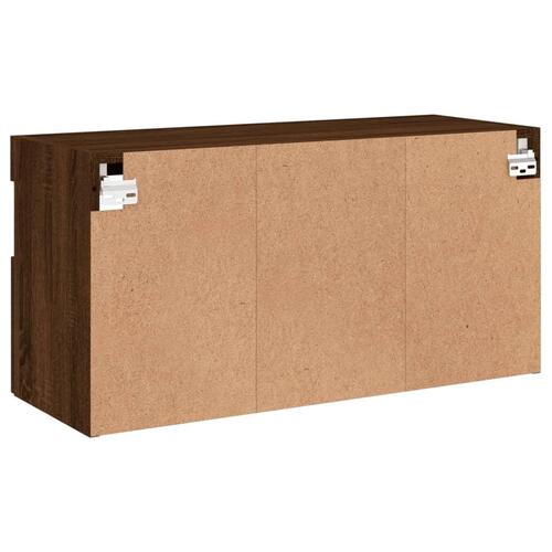Væghængt tv-bord med LED-lys 80x30x40 cm brun egetræsfarve