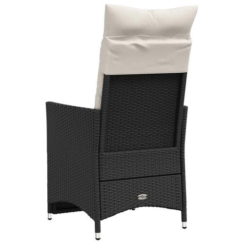 Havestole med hynder 2 stk. justerbart ryglæn polyrattan sort