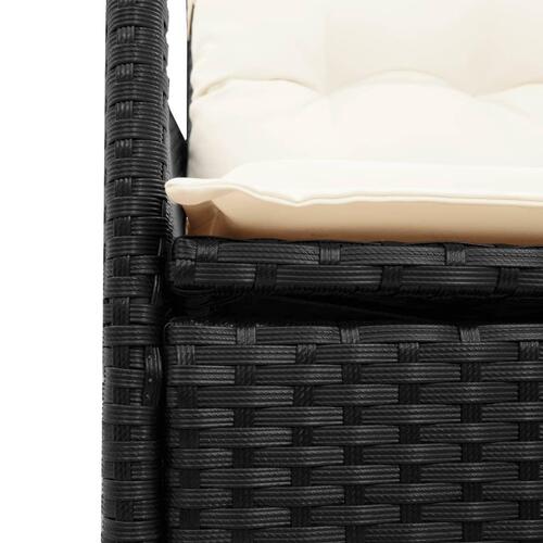 Havestole med hynder 2 stk. justerbart ryglæn polyrattan sort