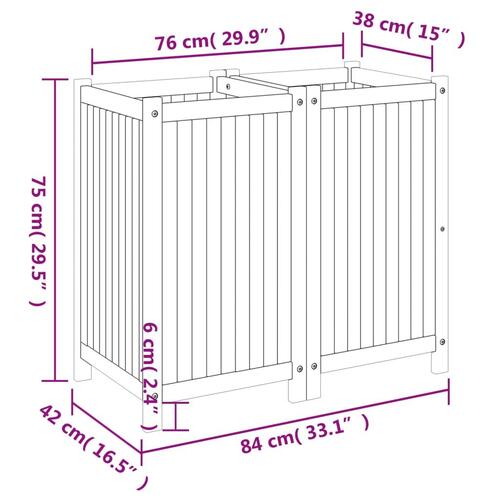 Plantekasse med for 84x42x75 cm massivt akacietræ